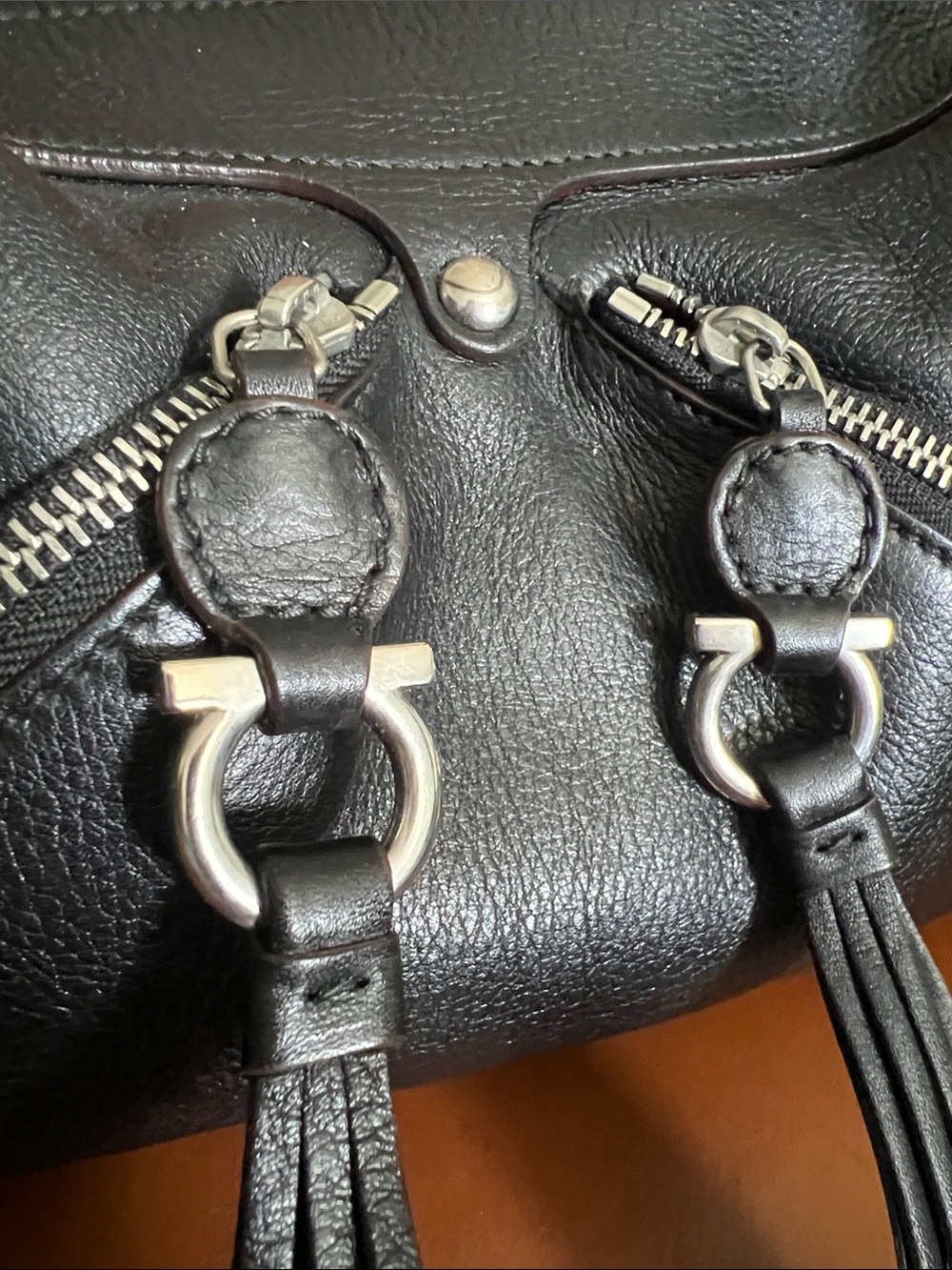 Salvatore Ferragamo Black Leather with Silver tone hardware. - Picture 3 of 11